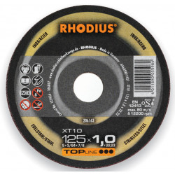 Диск отрезной тонкий по нержавеющей стали  XT 10 180x1,5x22,23 Rhodius (25 шт/уп)