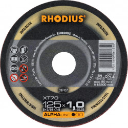 Диск отрезной тонкий по нержавеющей стали XTK 70 180x1,5x22,23 Rhodius (25 шт/уп)