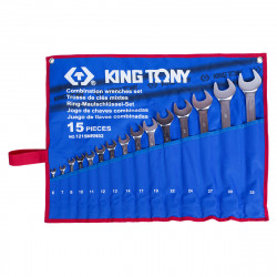Набор комбинированных ключей, 6-32 мм, чехол из теторона, 15 предметов KING TONY