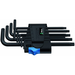Набор Г-образных ключей с фиксирующей функцией, BlackLaser, 967 L/9 TORX® HF, 9 предметов, Wera