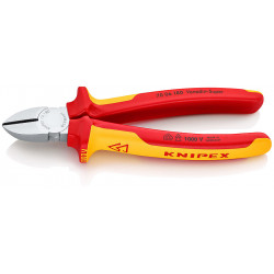 Бокорезы VDE L-180 мм, хром,2-к ручки, держатель, Knipex
