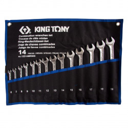 Набор комбинированных ключей, 6-19 мм, чехол из теторона, 14 предметов KING TONY