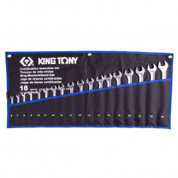 Набор комбинированных ключей, 6-24 мм, чехол из теторона, 18 предметов. KING TONY