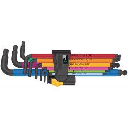 Набор Г-образных ключей Hex-Plus Multicolour Stainless, нерж., с шаром, 9 пр., Wera