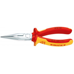 Длинногубцы с режущими кромками VDE, 160 мм, хром, 2-комп ручки, SB  Knipex
