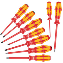 Набор диэлектрических отвёрток VDE, 9 пр., PH 2, PZ 2, PZ/S #1-2, TX 15-20-25, SL 2.5-5.5 Wera